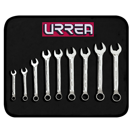 URREA Full polished 12pt short combin wrench set 9pc metric 1200MT9